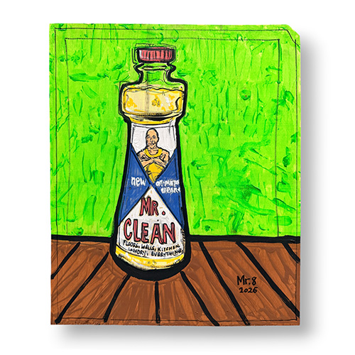 Mister 8 18x22 Mr Clean Folk Art Painting WP6413